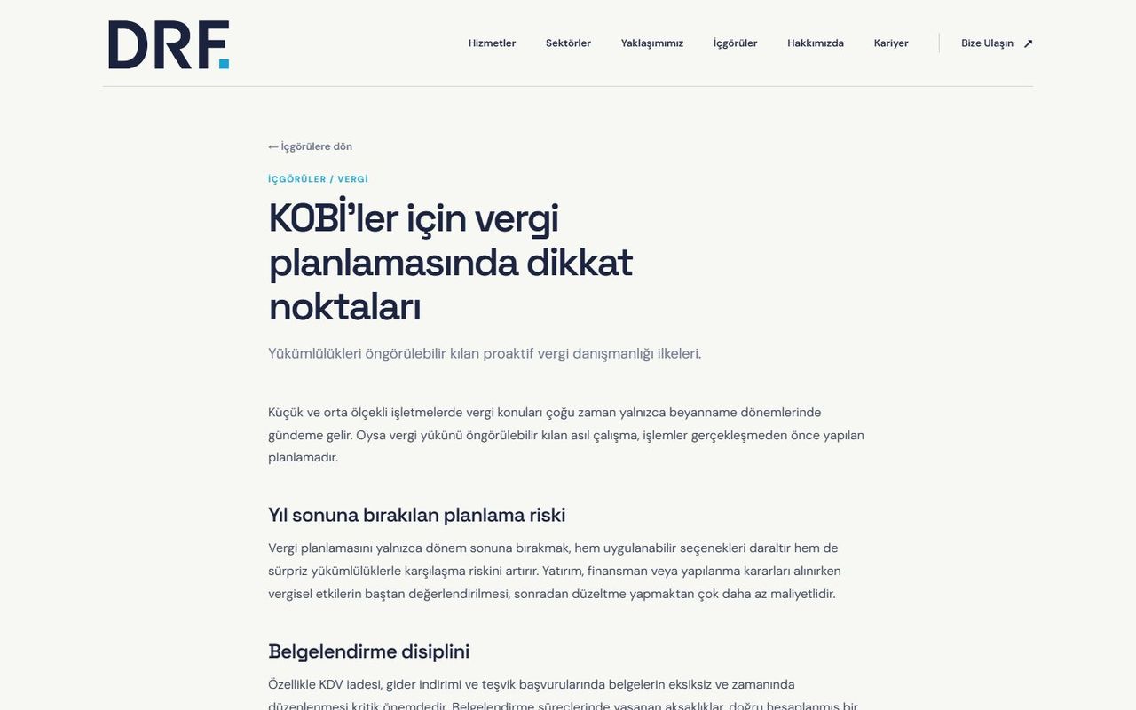 DRF Denetim sitesinden bir iç sayfa