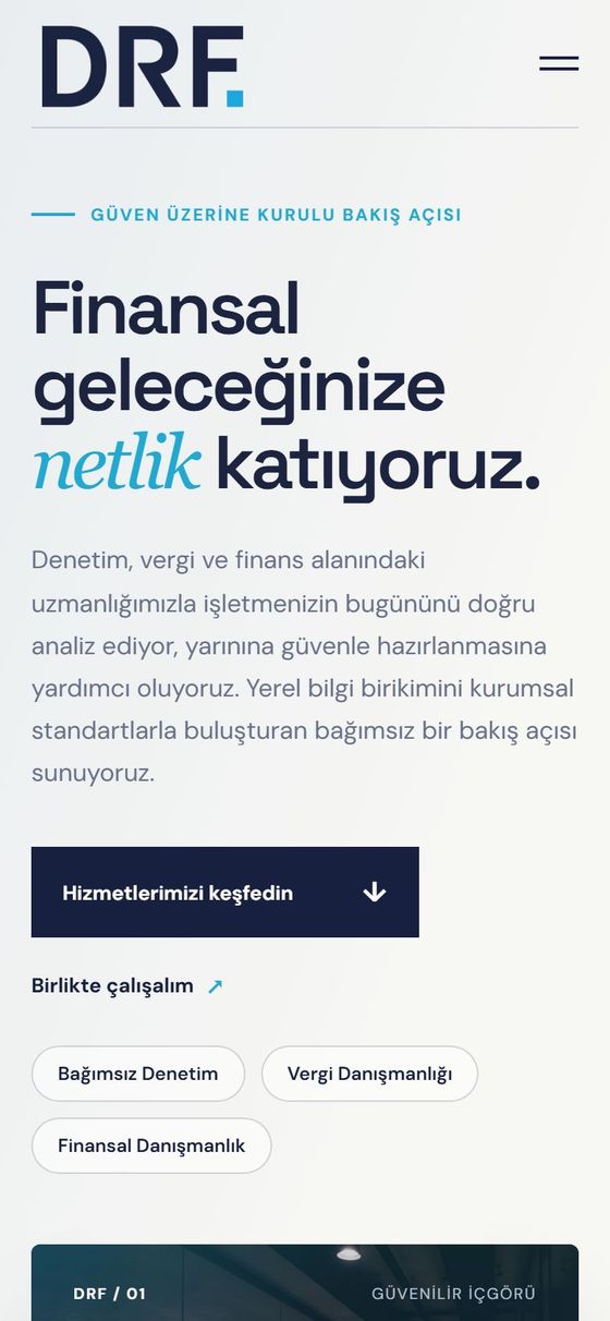 DRF Denetim sitesinin mobil görünümü