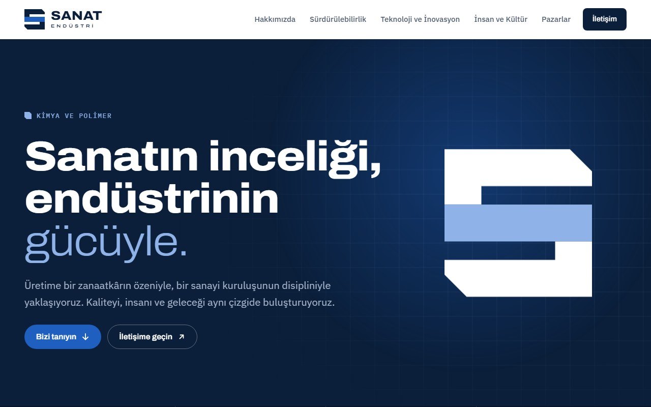 Sanat Endüstri sitesinin masaüstü ana sayfası