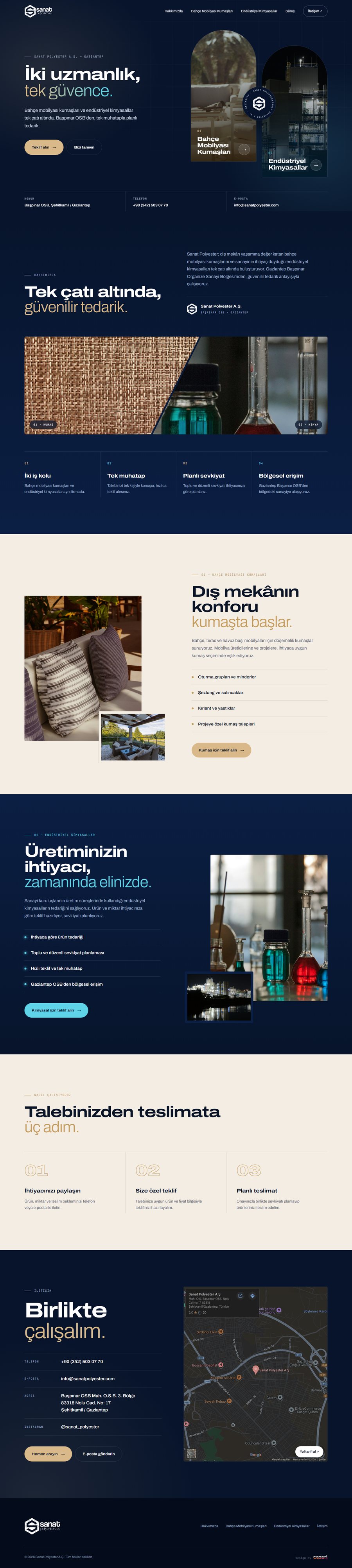 Sanat Polyester ana sayfasının tamamı